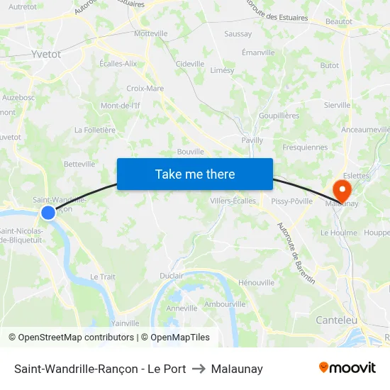 Saint-Wandrille-Rançon - Le Port to Malaunay map