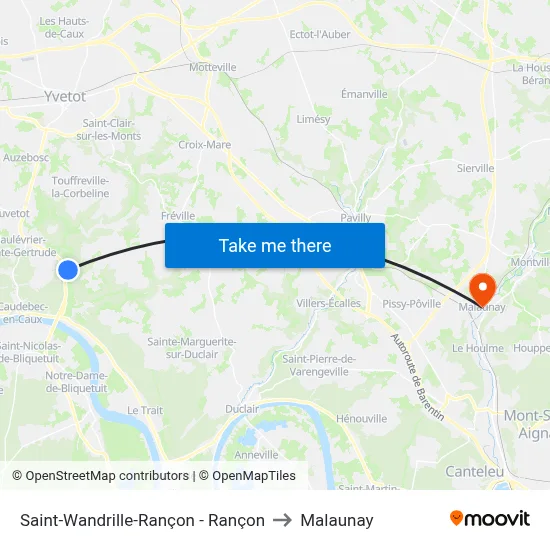 Saint-Wandrille-Rançon - Rançon to Malaunay map