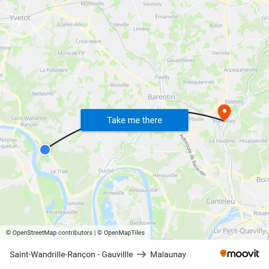 Saint-Wandrille-Rançon - Gauvillle to Malaunay map