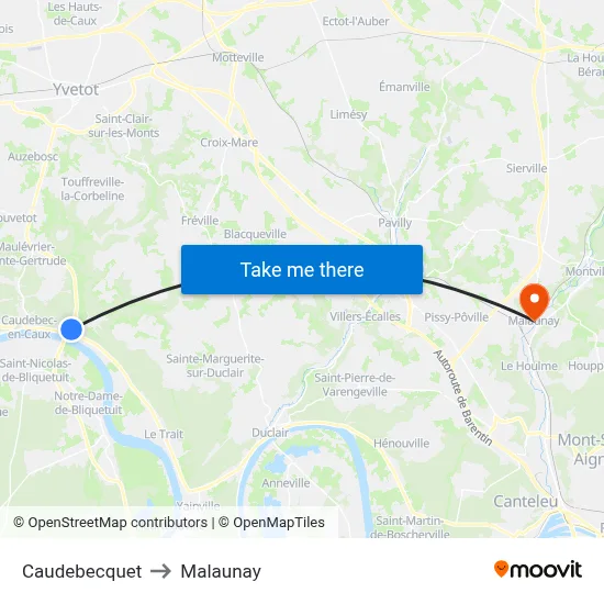 St-Wandrille Caudebecquet to Malaunay map