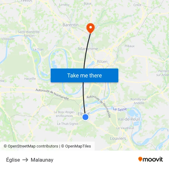 Église to Malaunay map