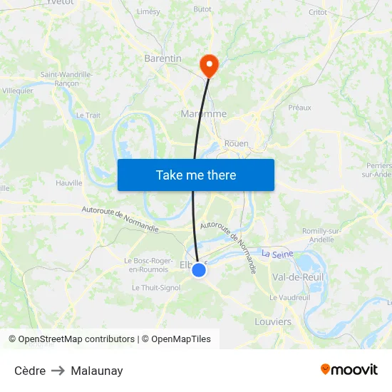 Cèdre to Malaunay map