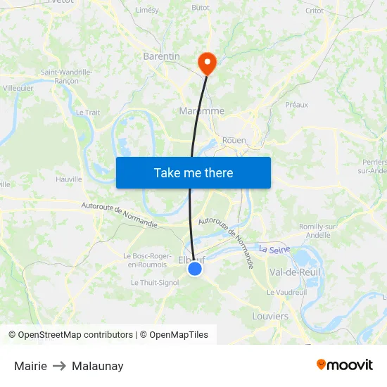 Mairie to Malaunay map