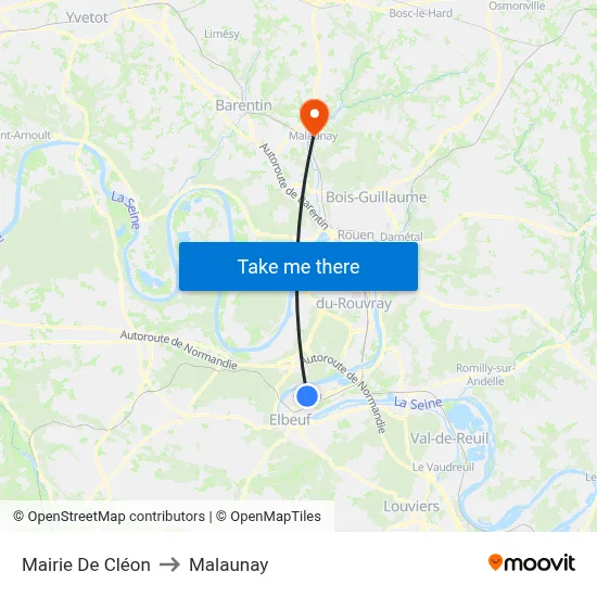 Mairie De Cléon to Malaunay map