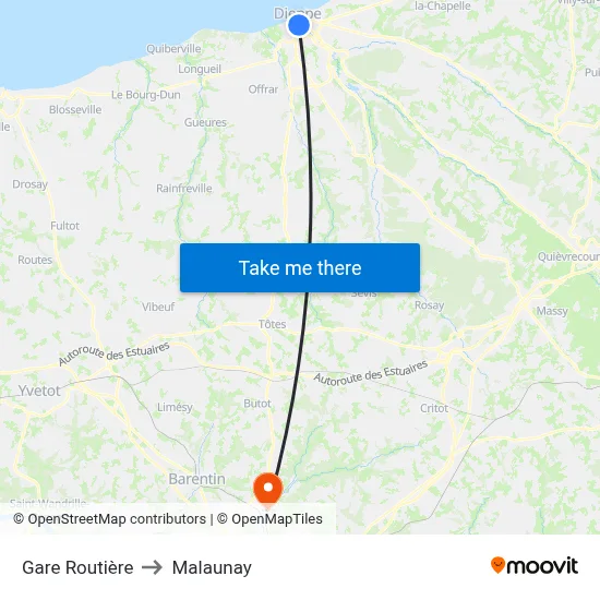 Gare Routière to Malaunay map