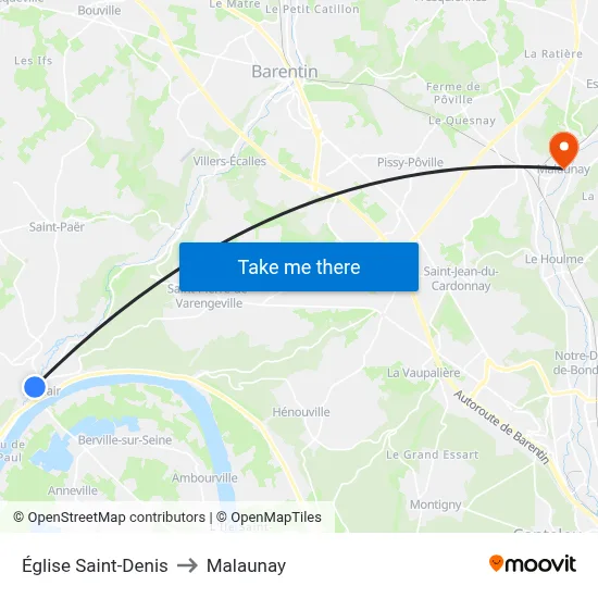 Église Saint-Denis to Malaunay map