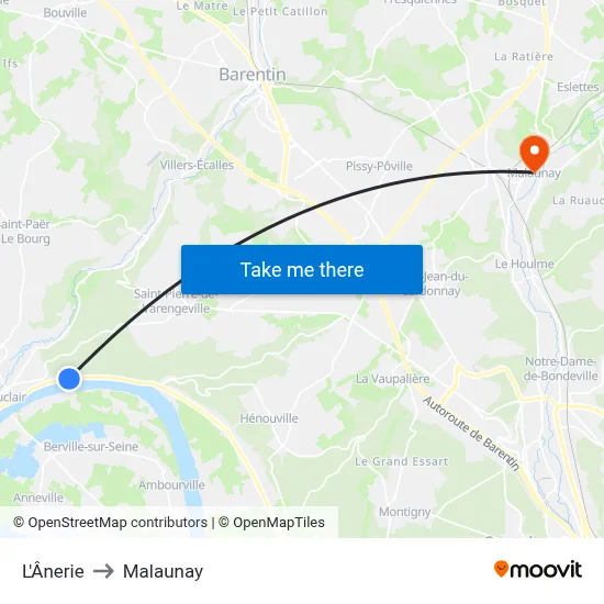 L'Ânerie to Malaunay map