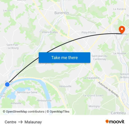 Centre to Malaunay map