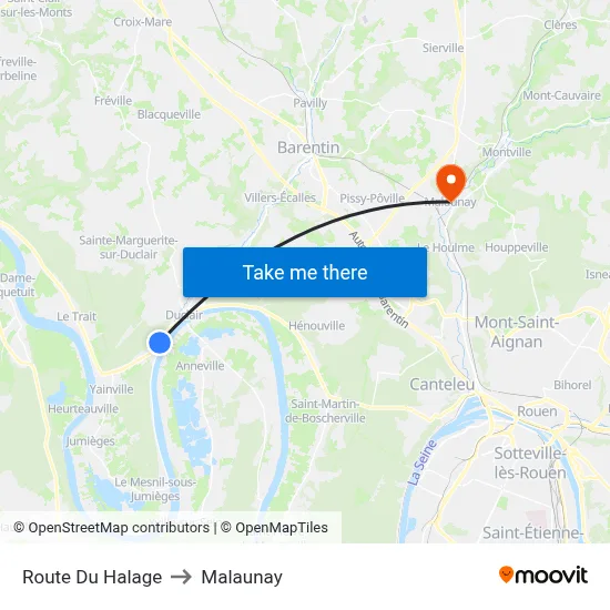 Route Du Halage to Malaunay map