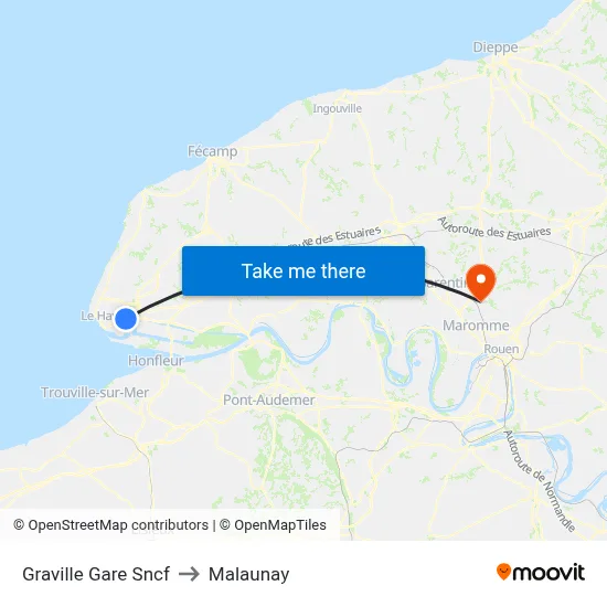 Graville Gare Sncf to Malaunay map