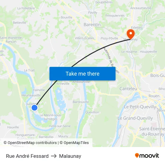 Rue André Fessard to Malaunay map