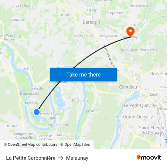 La Petite Carbonniere to Malaunay map
