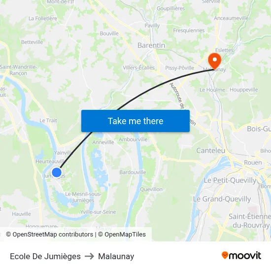 Ecole De Jumièges to Malaunay map