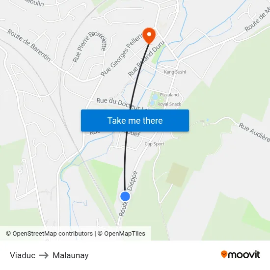 Viaduc to Malaunay map