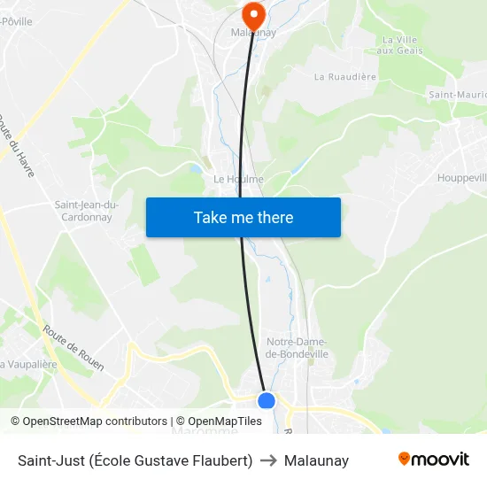 Saint-Just (École Gustave Flaubert) to Malaunay map