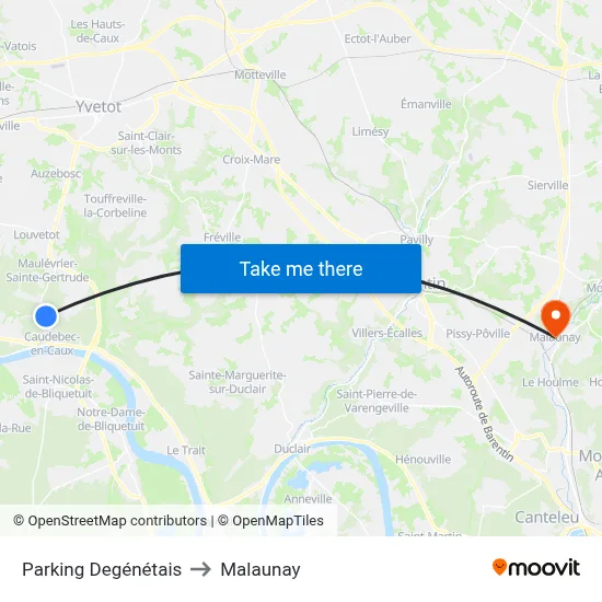 Parking Degénétais to Malaunay map
