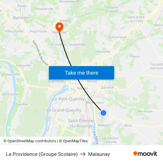 La Providence (Groupe Scolaire) to Malaunay map