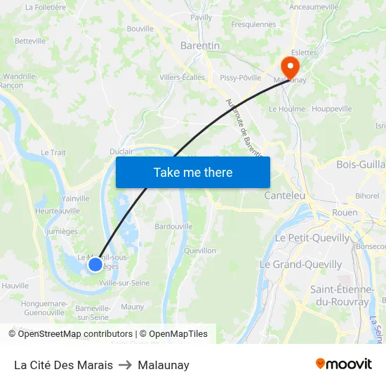 La Cité Des Marais to Malaunay map