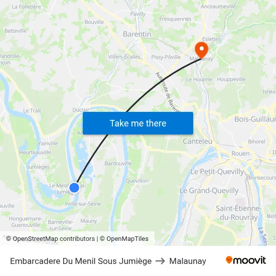 Embarcadere Du Menil Sous Jumiège to Malaunay map