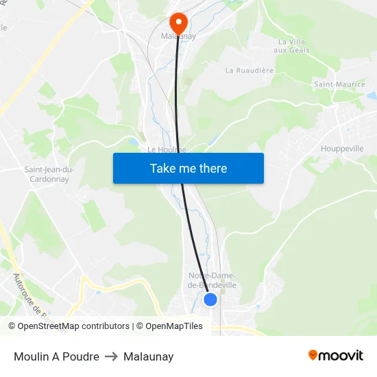 Moulin A Poudre to Malaunay map