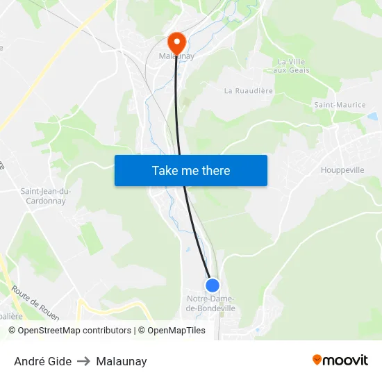 André Gide to Malaunay map