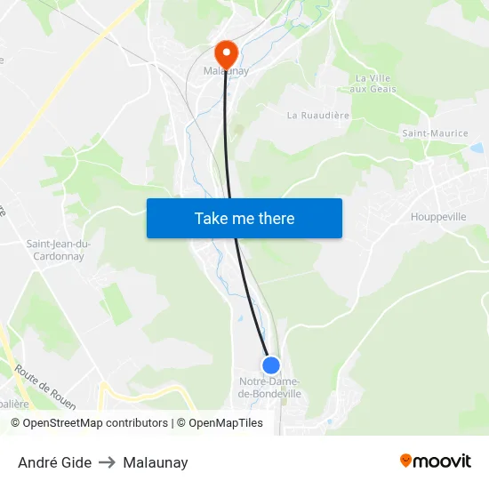 André Gide to Malaunay map