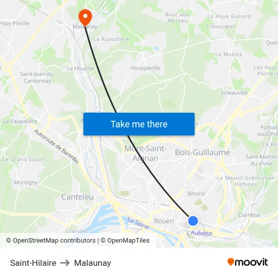 Saint-Hilaire to Malaunay map