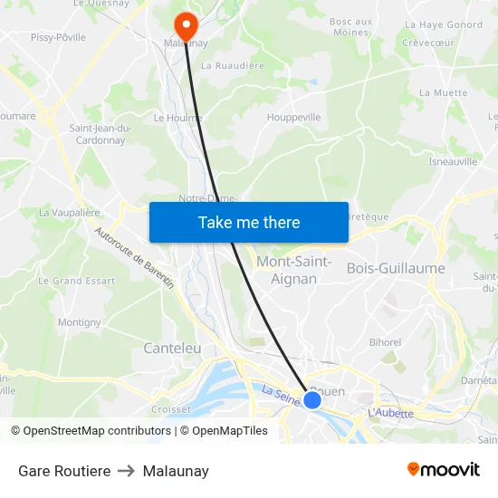 Gare Routiere to Malaunay map