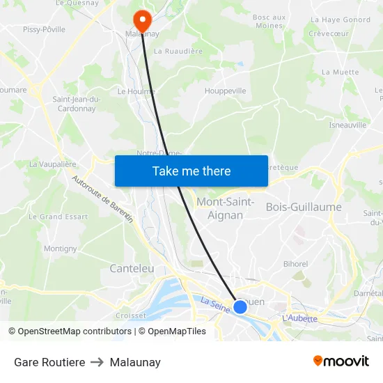 Gare Routiere to Malaunay map