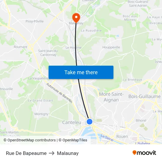 Rue De Bapeaume to Malaunay map