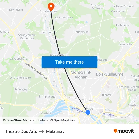 Théatre Des Arts to Malaunay map