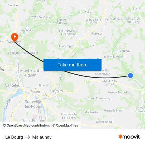 Le Bourg to Malaunay map