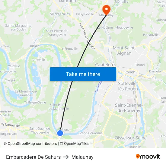 Embarcadere De Sahurs to Malaunay map