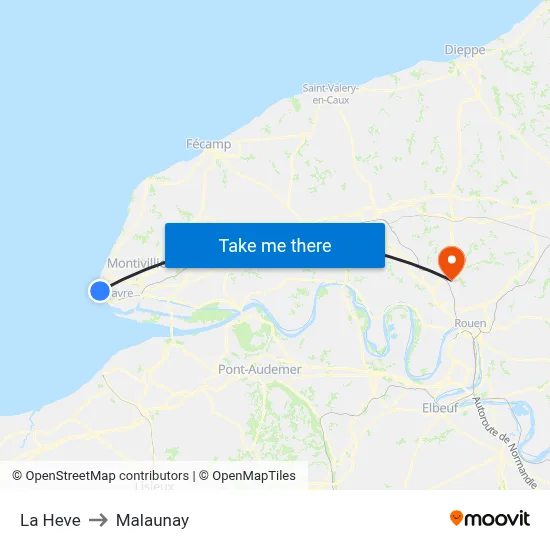 La Heve to Malaunay map