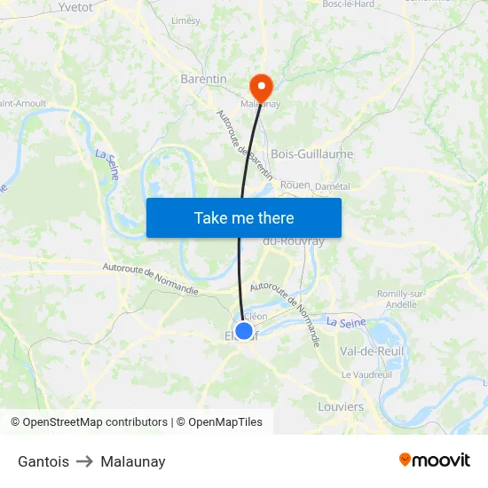 Gantois to Malaunay map