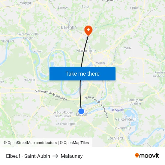 Elbeuf - Saint-Aubin to Malaunay map