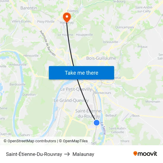 Saint-Étienne-Du-Rouvray to Malaunay map