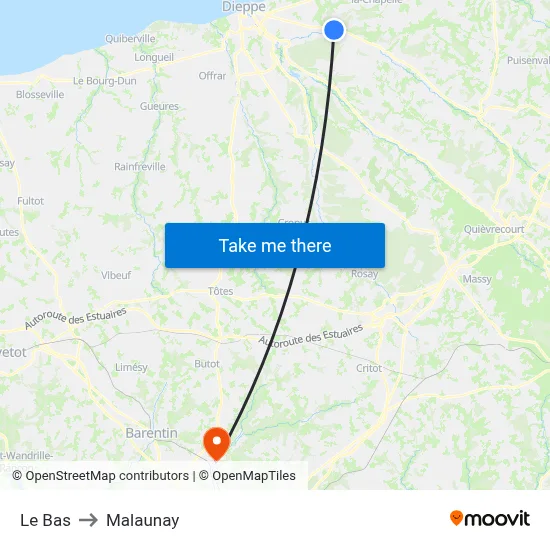 Le Bas to Malaunay map