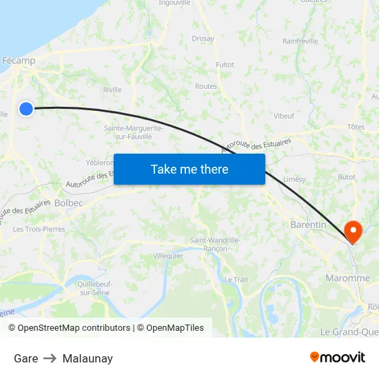Gare to Malaunay map