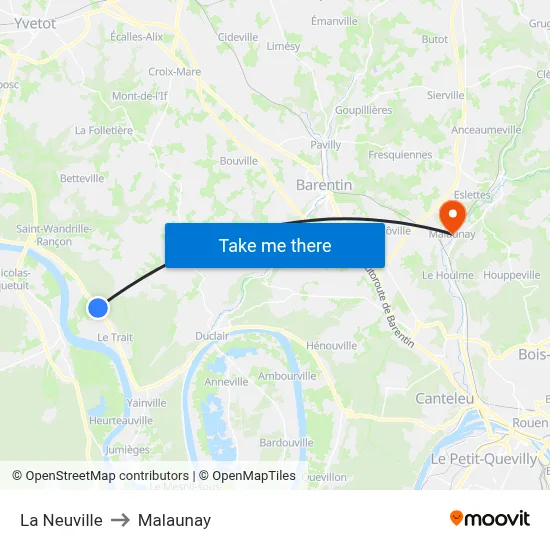 La Neuville to Malaunay map