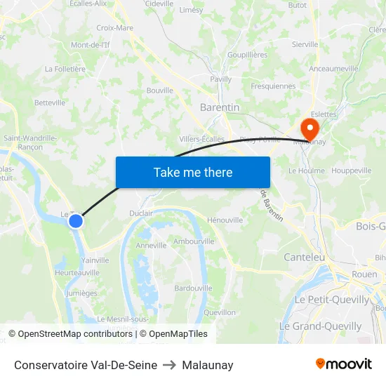 Conservatoire Val-De-Seine to Malaunay map