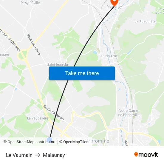 Le Vaumain to Malaunay map