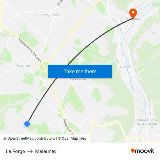 La Forge to Malaunay map