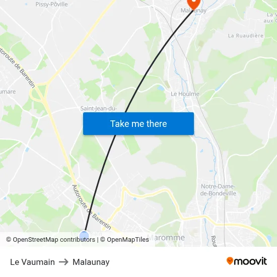 Le Vaumain to Malaunay map