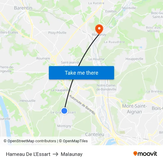 Hameau De L'Essart to Malaunay map