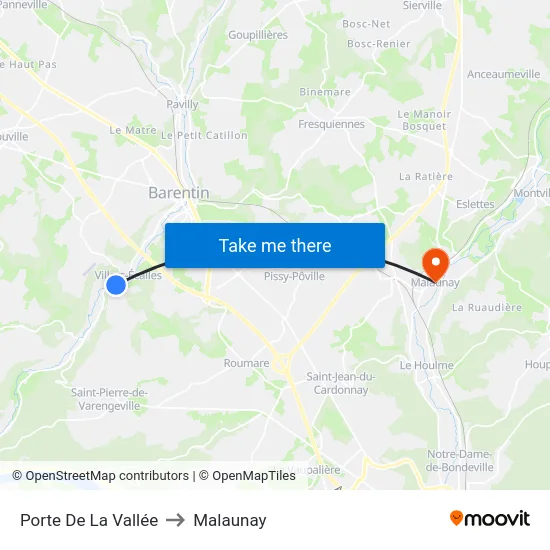 Porte De La Vallée to Malaunay map