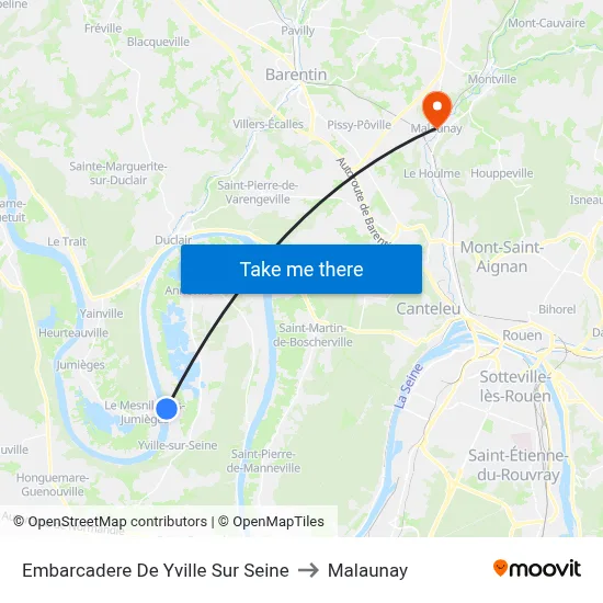 Embarcadere De Yville Sur Seine to Malaunay map
