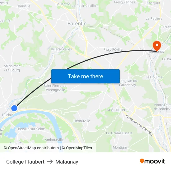 College Flaubert to Malaunay map