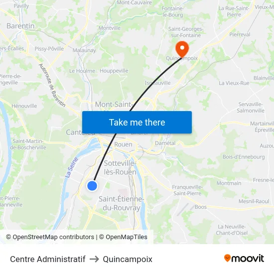 Centre Administratif to Quincampoix map