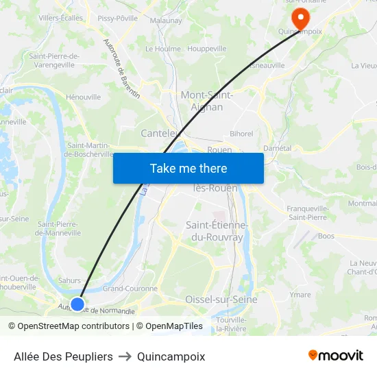Allée Des Peupliers to Quincampoix map